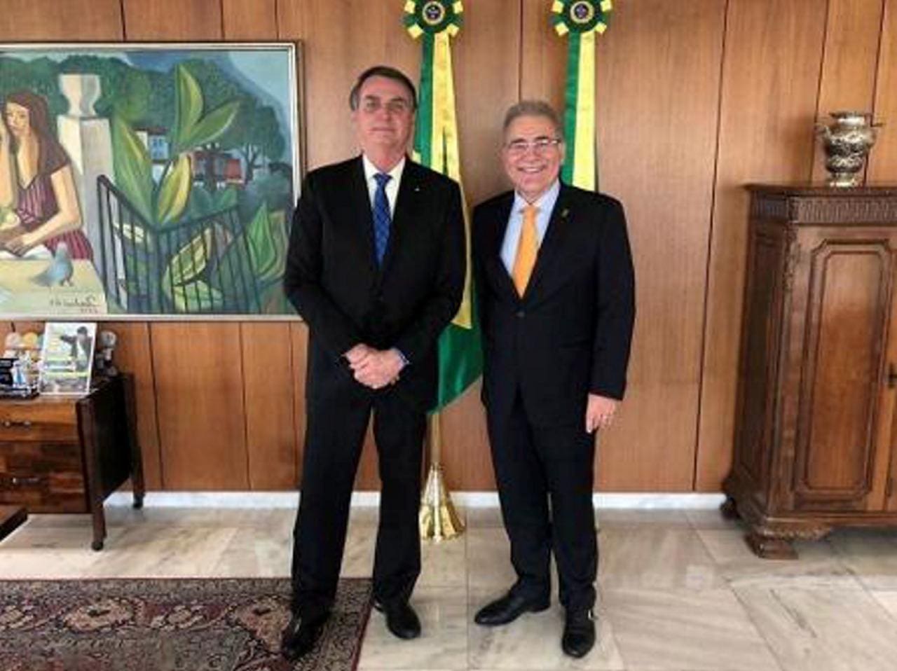 Bolsonaro e o novo ministro da Saúde, o médico Marcelo Queiroga