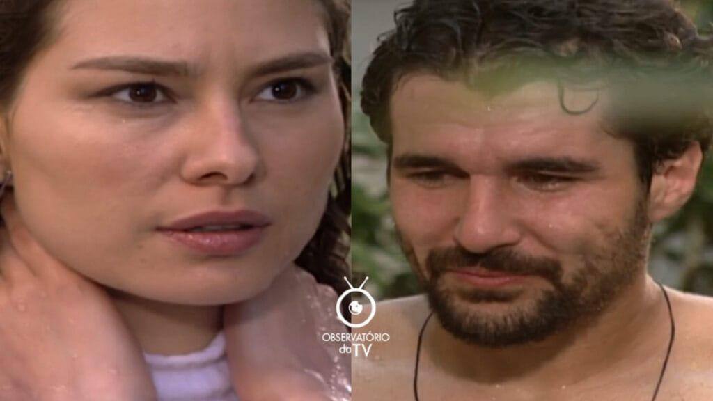 Mulheres Apaixonadas: Estela se molha com mangueira, roupa fica transparente e padre Pedro não tira o olho