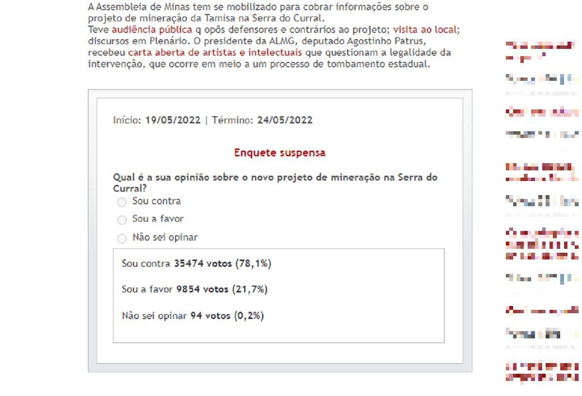 Enquete Serra do Curral suspensa