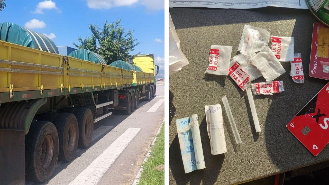 Polícia encontrou cocaína na cabine do caminhão
