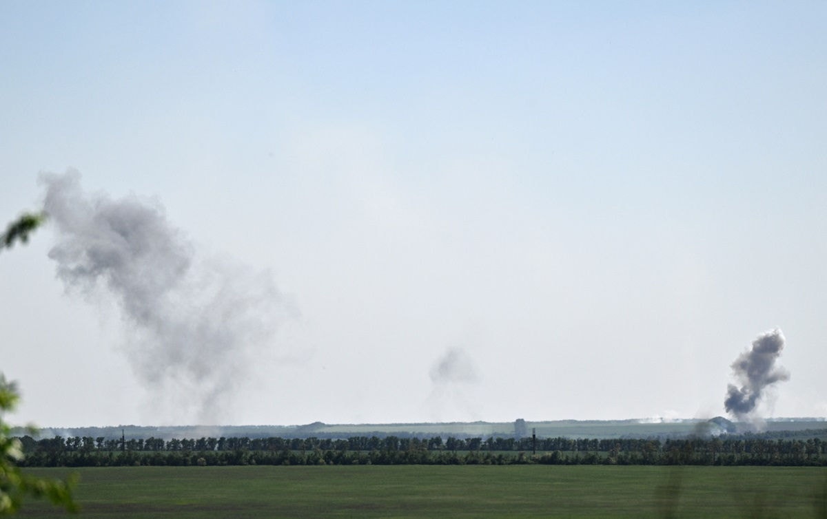 Smoke ascends following shelling in the area of Ocheretyne in the Donetsk region, on May 5, 2024, amid the Russian invasion of Ukraine. (Photo by Genya SAVILOV / AFP)