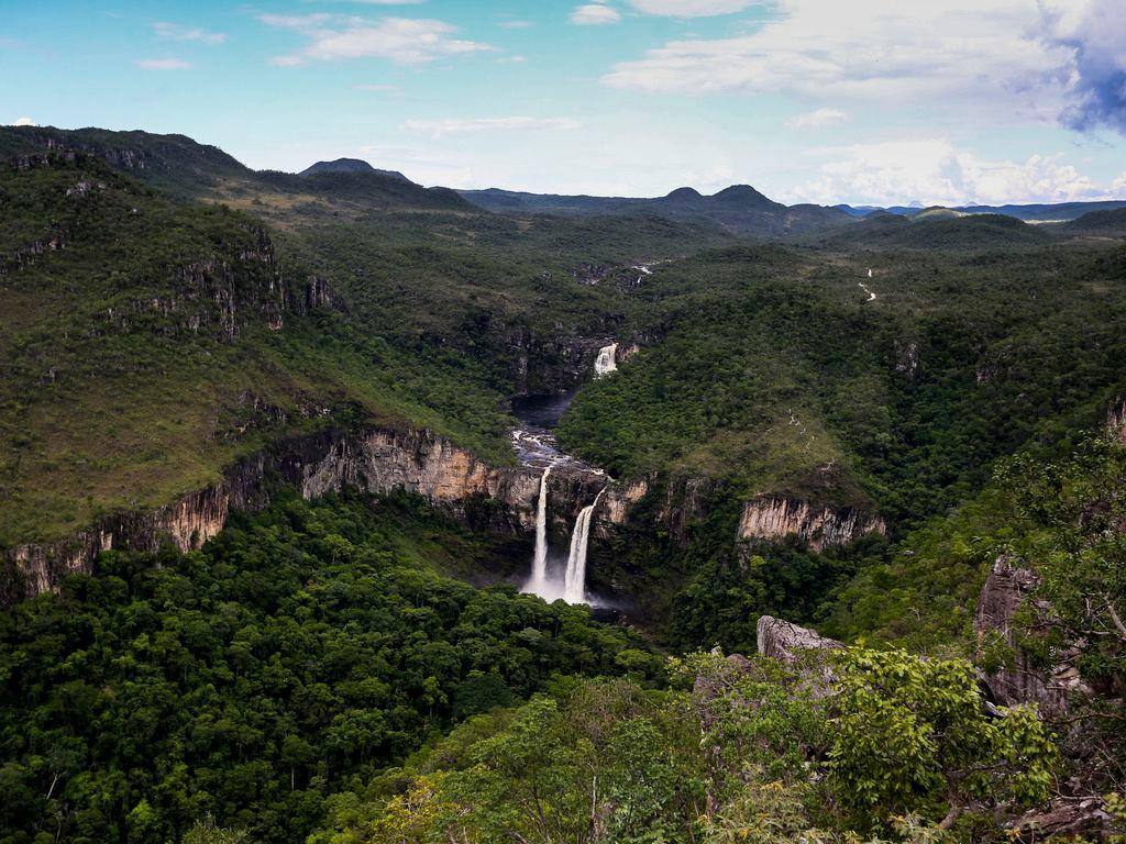 Vista dos Saltos do Rio Preto, a partir do Mirante da Janela, no Parque Nacional da Chapada dos Veadeiros