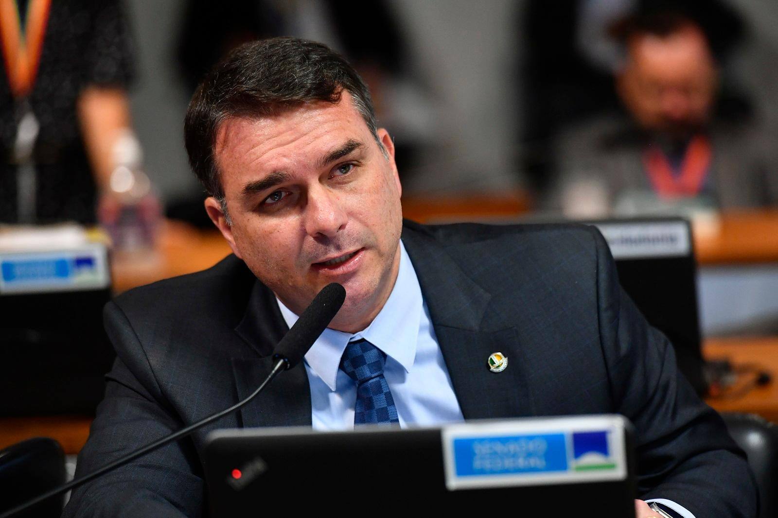 Flávio Bolsonaro (PL-RJ) na Comissão de Segurança Pública do Senado, em novembro de 2023