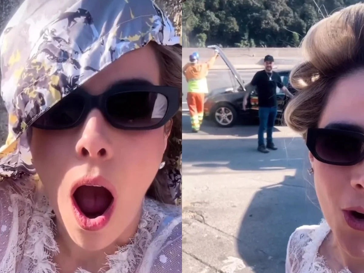 O automóvel de Wanessa Camargo pegou fogo na estrada durante a tarde desta quarta-feira (03/07)