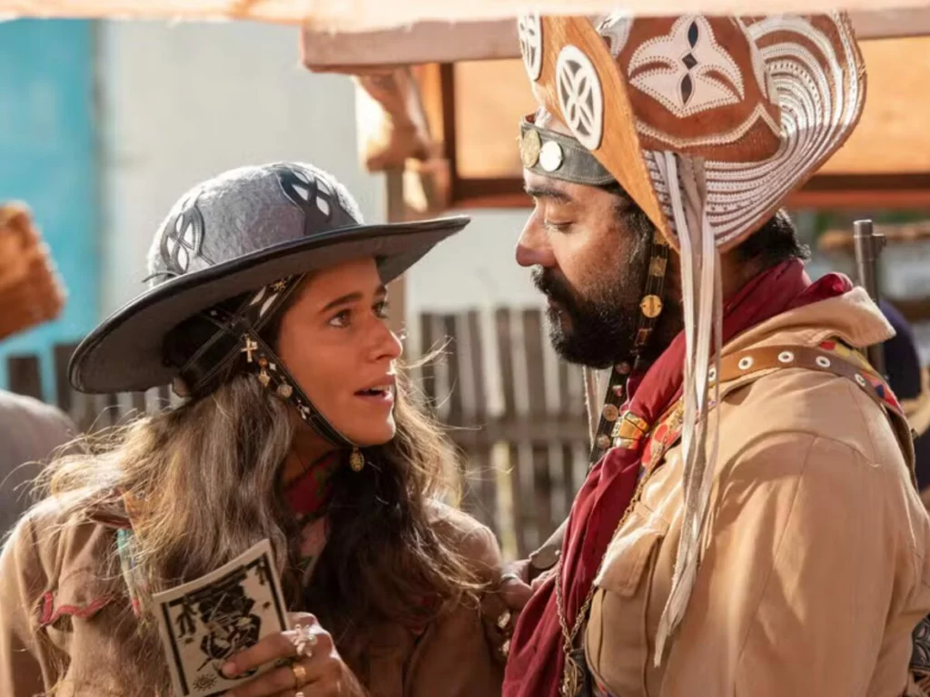 Rosa (Isadora Cruz) e Josué (Thomás Aquino) de 'Guerreiros do Sol'
