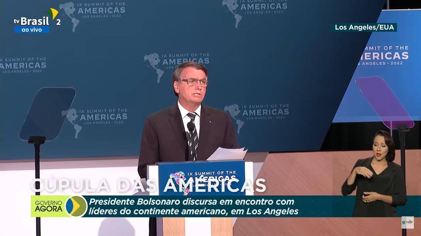 Presidente Jair Bolsonaro (PL) discursou sobre a Amazônia e meio ambiente na 9ª Cúpula das Américas, nesta sexta-feira (10)