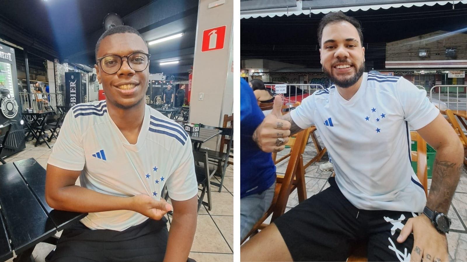 Torcedores do Cruzeiro usam camisas brancas em bar e acreditam na vitória