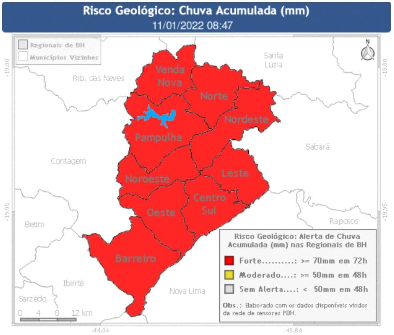 Todas as regiões de Belo Horizonte estão sob forte risco geológico