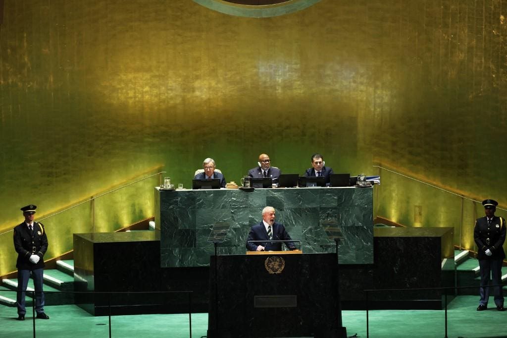 O presidente Luiz Inácio Lula da Silva fez o discurso de abertura da  78º Assembleia Geral da ONU