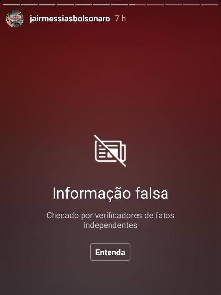 Post de Bolsonaro é marcado como fake news