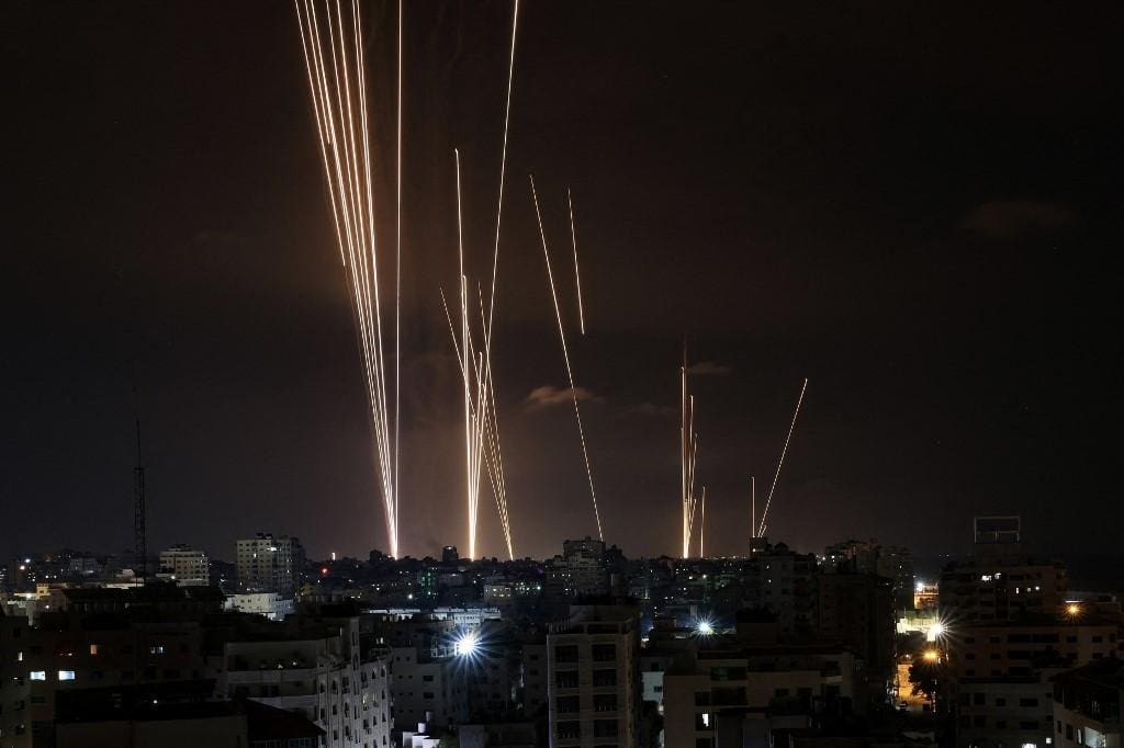 Foguetes disparados de Gaza contra Israel pelo hamas