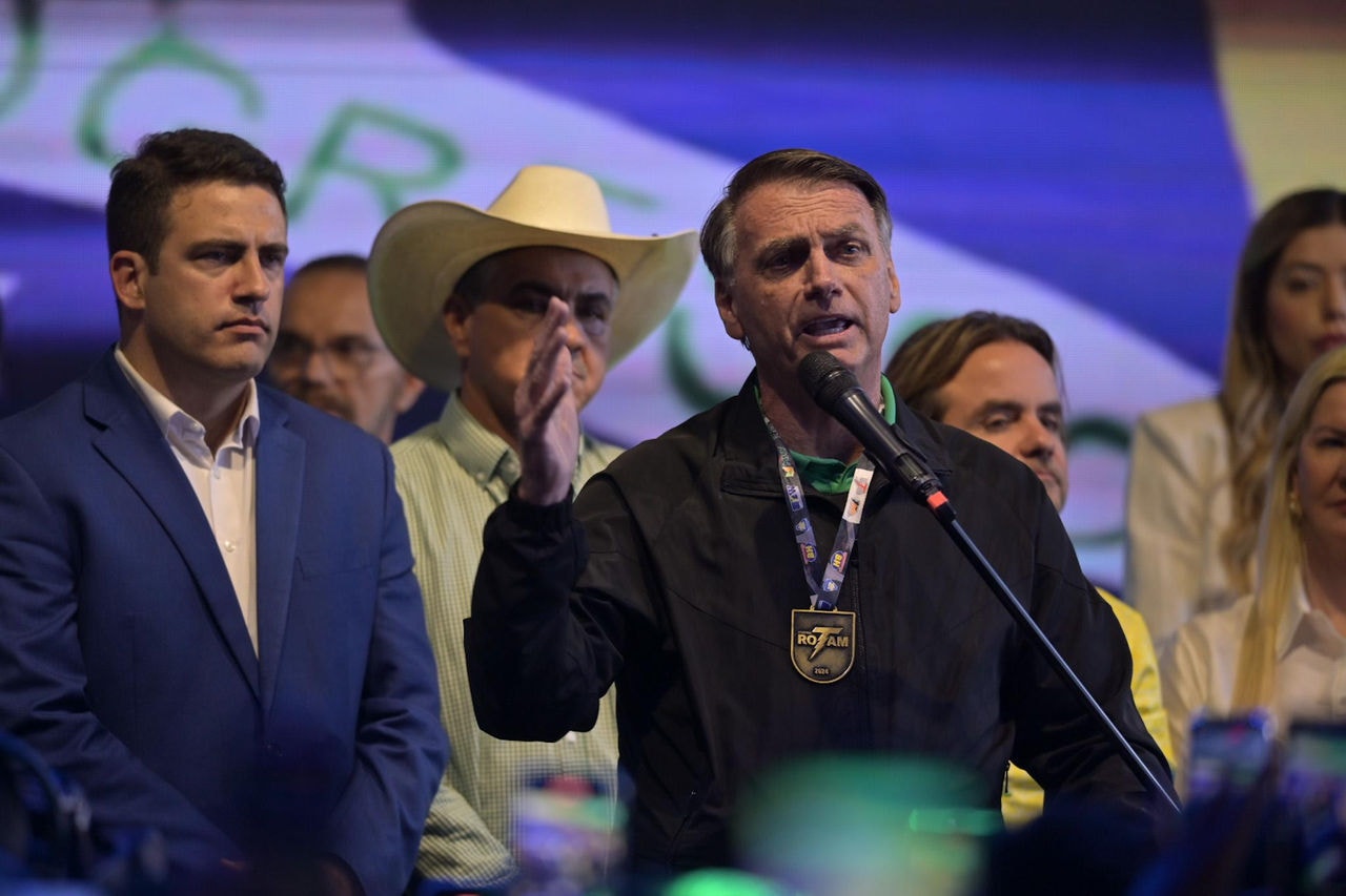O ex-presidente Jair Bolsonaro (PL) durante discurso em encontro do partido na capital mineira