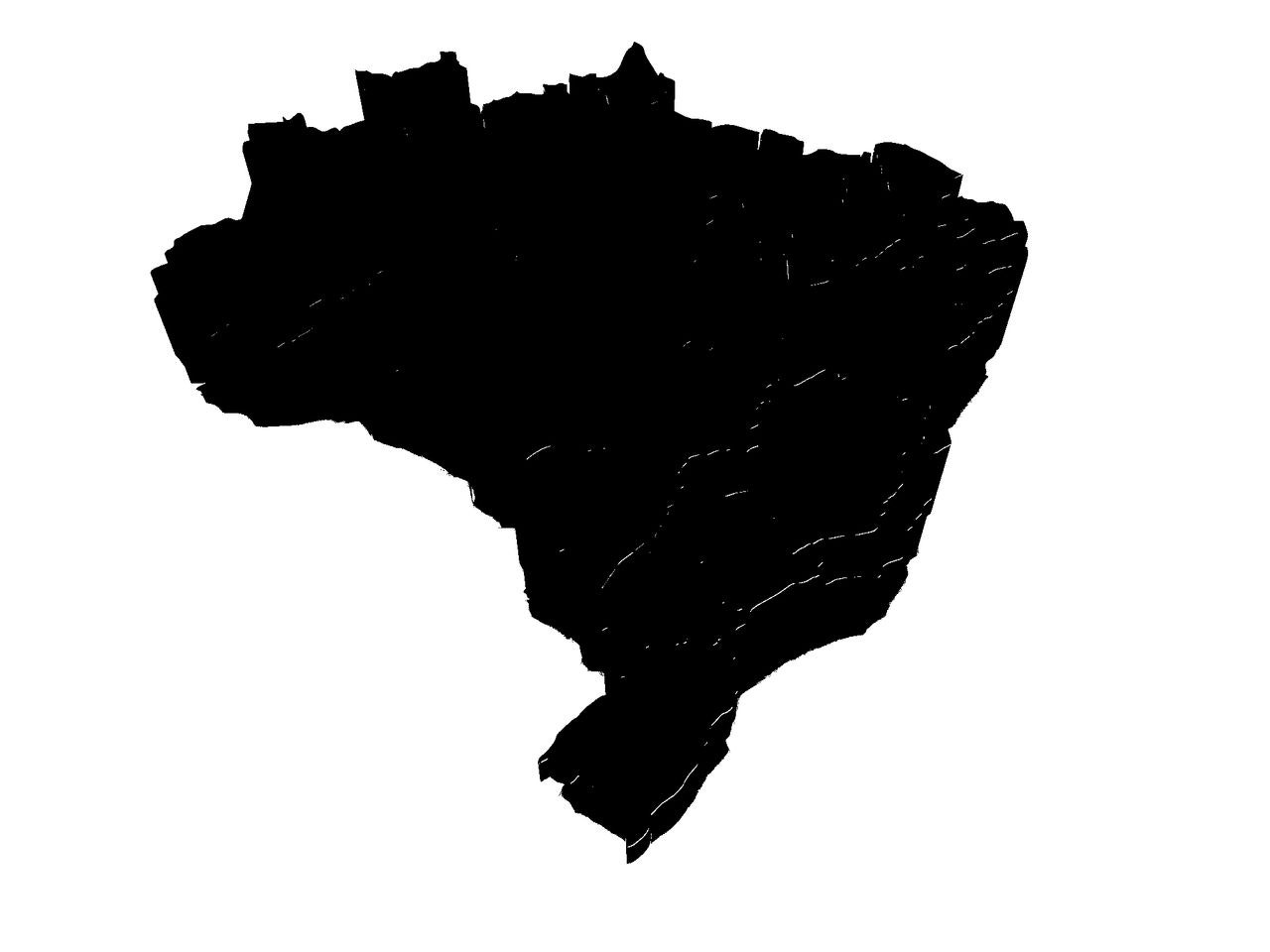 Three-dimensional map of Brazil on white background. 3d
