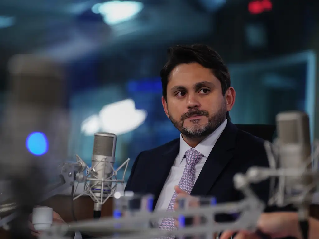 O ministro das Comunicações, Juscelino Filho, durante entrevista ao programa Bom Dia, Ministro