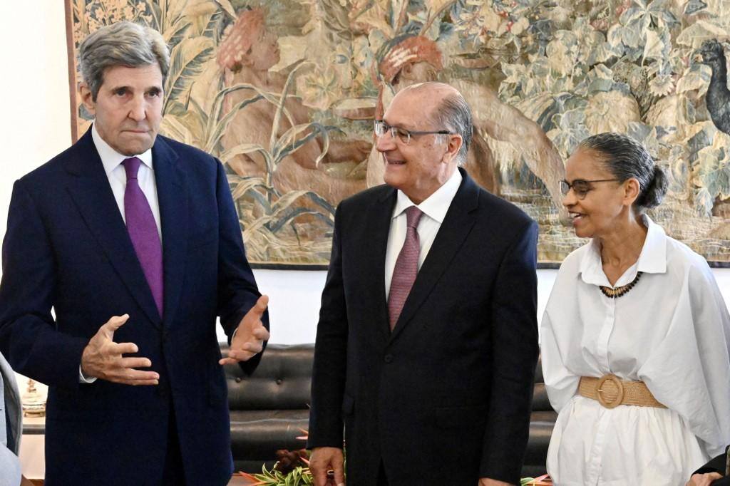 John Kerry, Geraldo Alckmin e Marina Silva, no Palácio Itamaraty, em Brasília