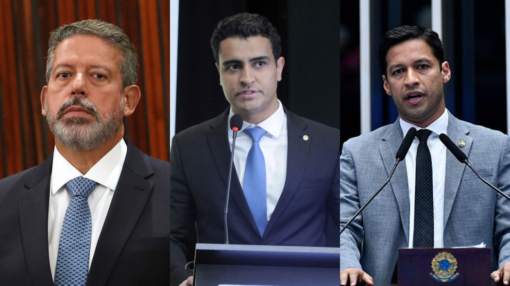 O presidente da Câmara, Arthur Lira (PP-AL); o prefeito de Maceió, JHC; e o senador Rodrigo Cunha (Podemos-AL). 