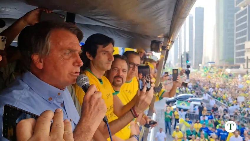 Jair Bolsonaro em protesto em São Paulo
