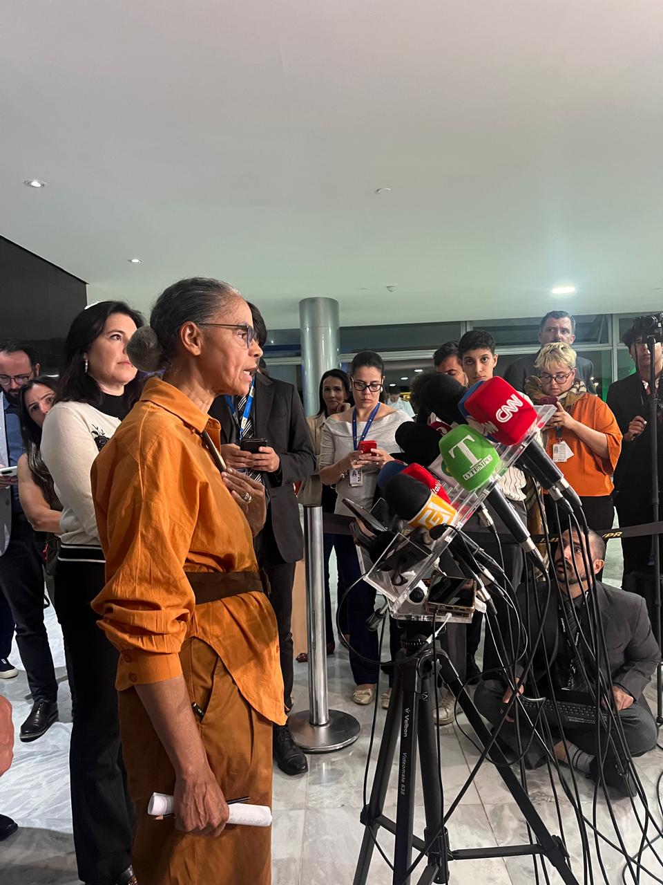 A ministra Marina Silva (Meio Ambiente) durante coletiva de imprensa no Palácio do Planalto (24)
