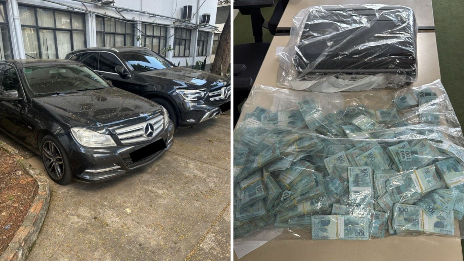  A Polícia Civil apreendeu veículos de luxo, dinheiro em espécie e cédulas cenográficas