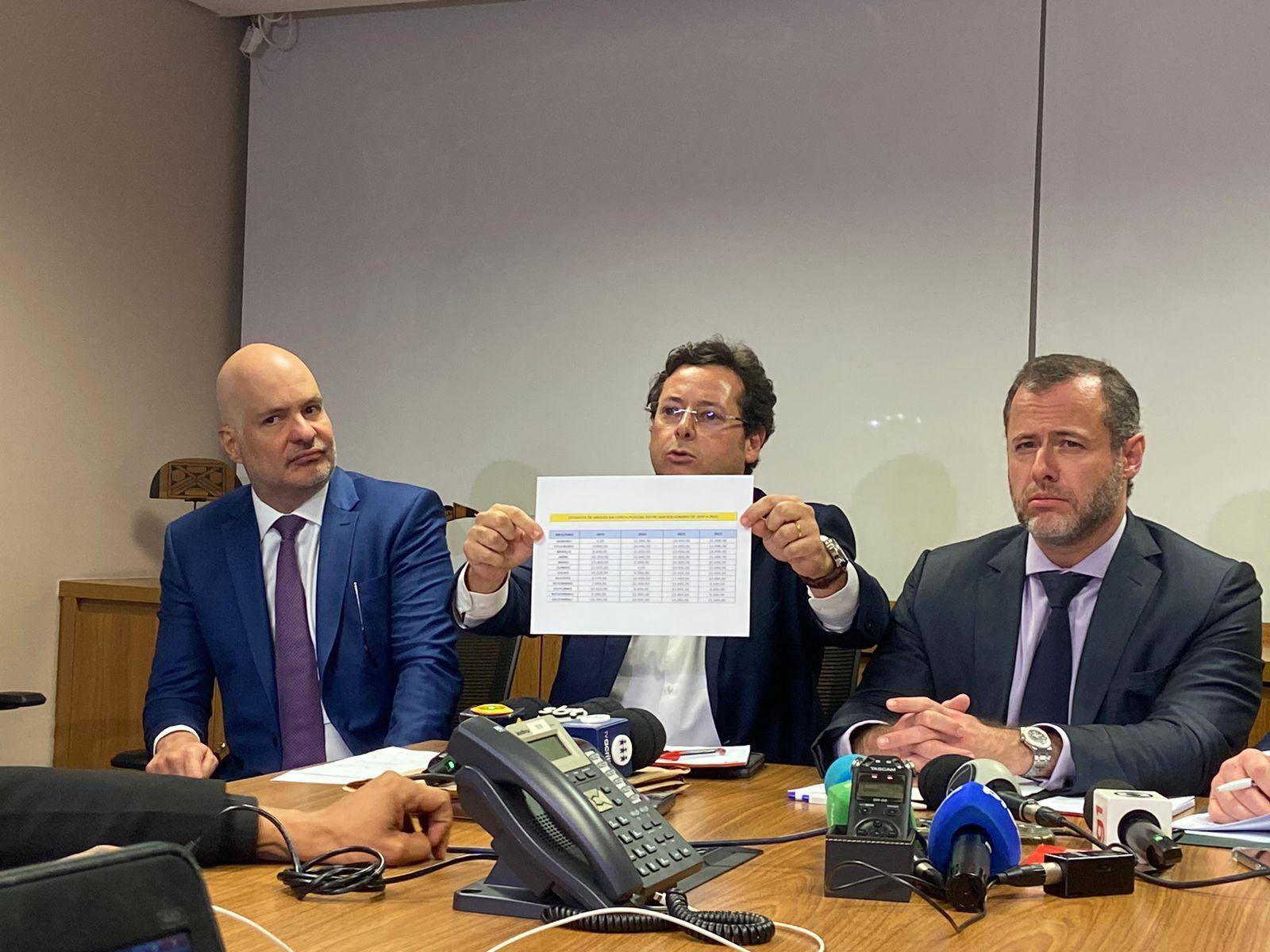 Os advogados de Jair Bolsonaro, Fabio Wajngarten (ao centro) e Paulo Costa Bueno, (à dir), serão ouvidos pela PF