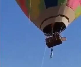 Homem cai de balão no México, mas se salva ao ficar pendurado em corda