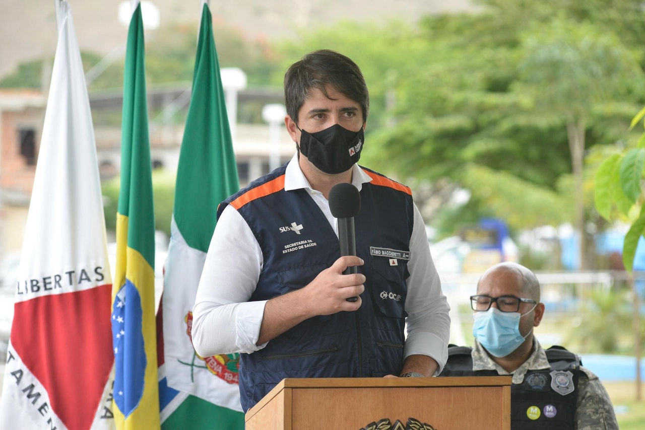 Secretário Fábio Baccheretti, durante evento em Mantena