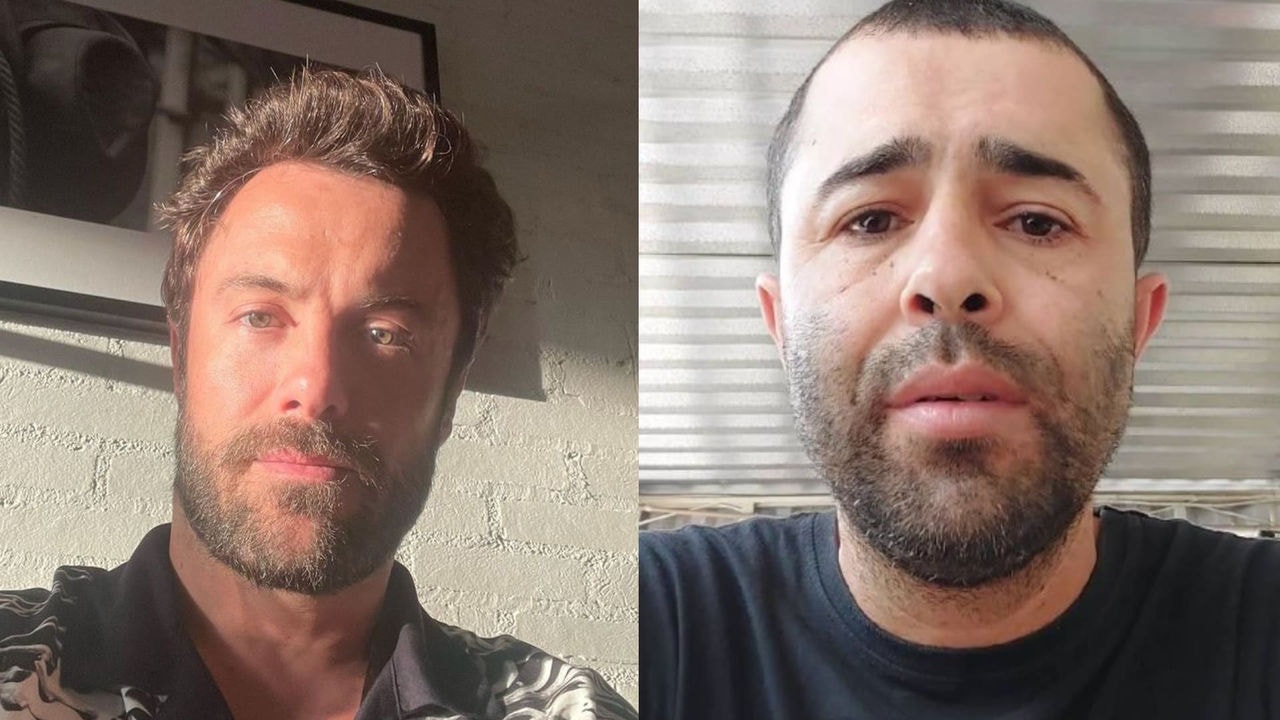 O ator Kayky Brito e o motorista de aplicativo Diones Coelho da Silva
