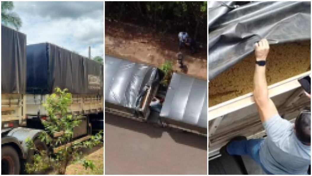 carreta com carga de soja roubadaJPG