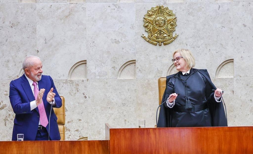 Lula e Rosa Weber, na solenidade de abertura do ano Judiciário, na sede do STF