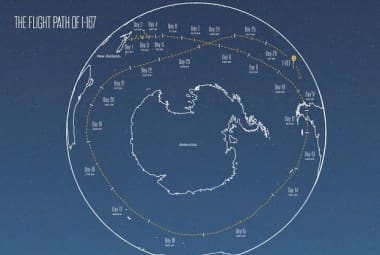 A 'volta ao mundo' realizada pelo balão passou pelo Oceano Pacífico, Chile, Argentina e ainda passou perto da Austrália e da Nova Zelândia
