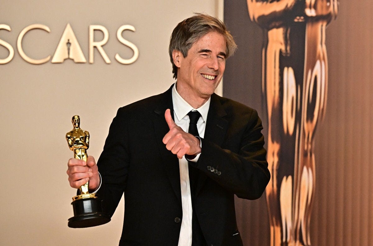 Brazilian director Walter Salles poses in the press room with the Oscar for Best International Feature Film for "I'm Still Here"  during the 97th Annual Academy Awards at the Dolby Theatre in Hollywood, California on March 2, 2025. (Photo by Frederic J. Brown / AFP)