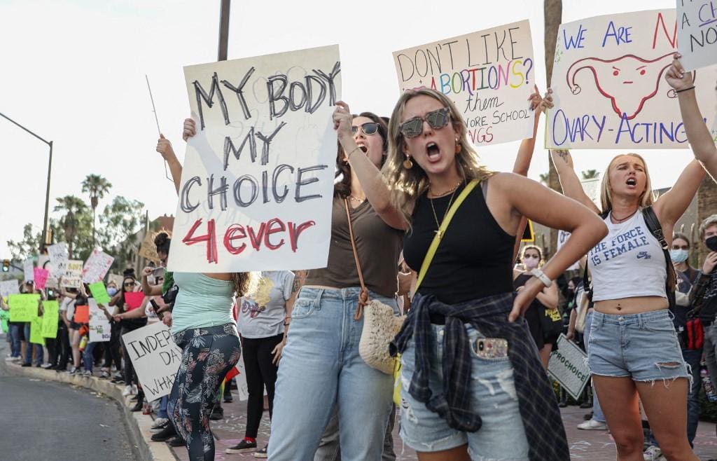 Protesto pelo direito ao aborto nos EUA, em 2022