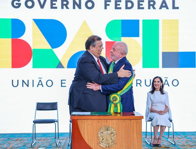 Na imagem, o presidente da República, Luiz Inácio Lula da Silva, durante posse de Flávio Dino como ministro da Justiça e Segurança Pública