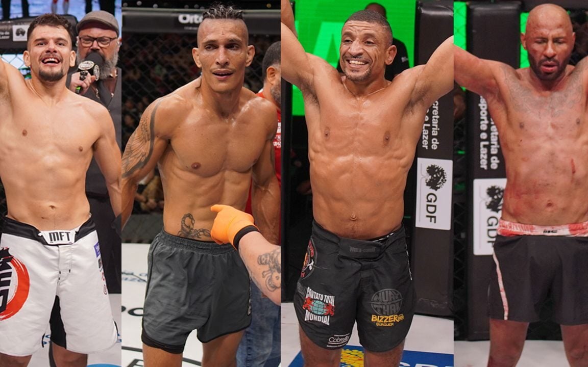 Cleiton Morais, Arcângelo “Anjo”, Marcelo Medeiros e Carlos Mistoca seguem na disputa do grande prêmio do Jungle Fight (Foto: Reprodução/Caftos)
