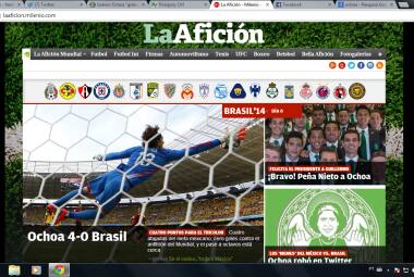 Site do periódico "La Afición" destacou a "goleada" do goleiro mexicano sobre o Brasil