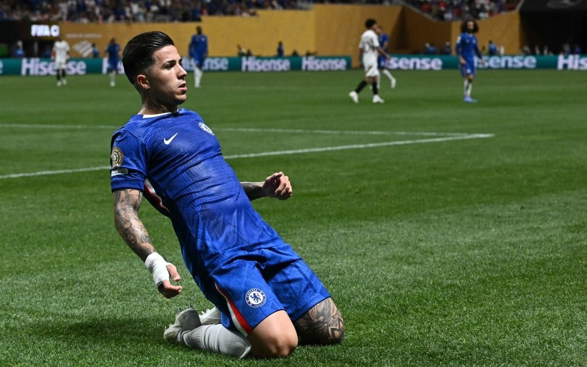 Enzo Fernández marcou um dos gols de Chelsea 2x0 Los Angeles FC. Foto: Paul Ellis/AFP