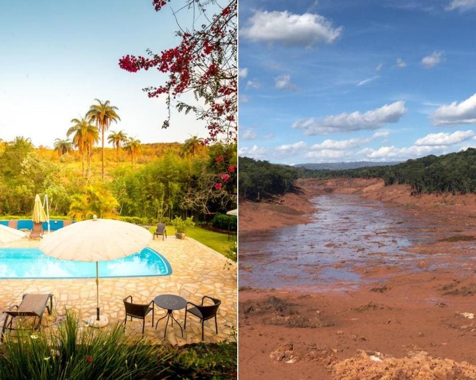 Antes e depois: lama destruiu pousada em Brumadinho