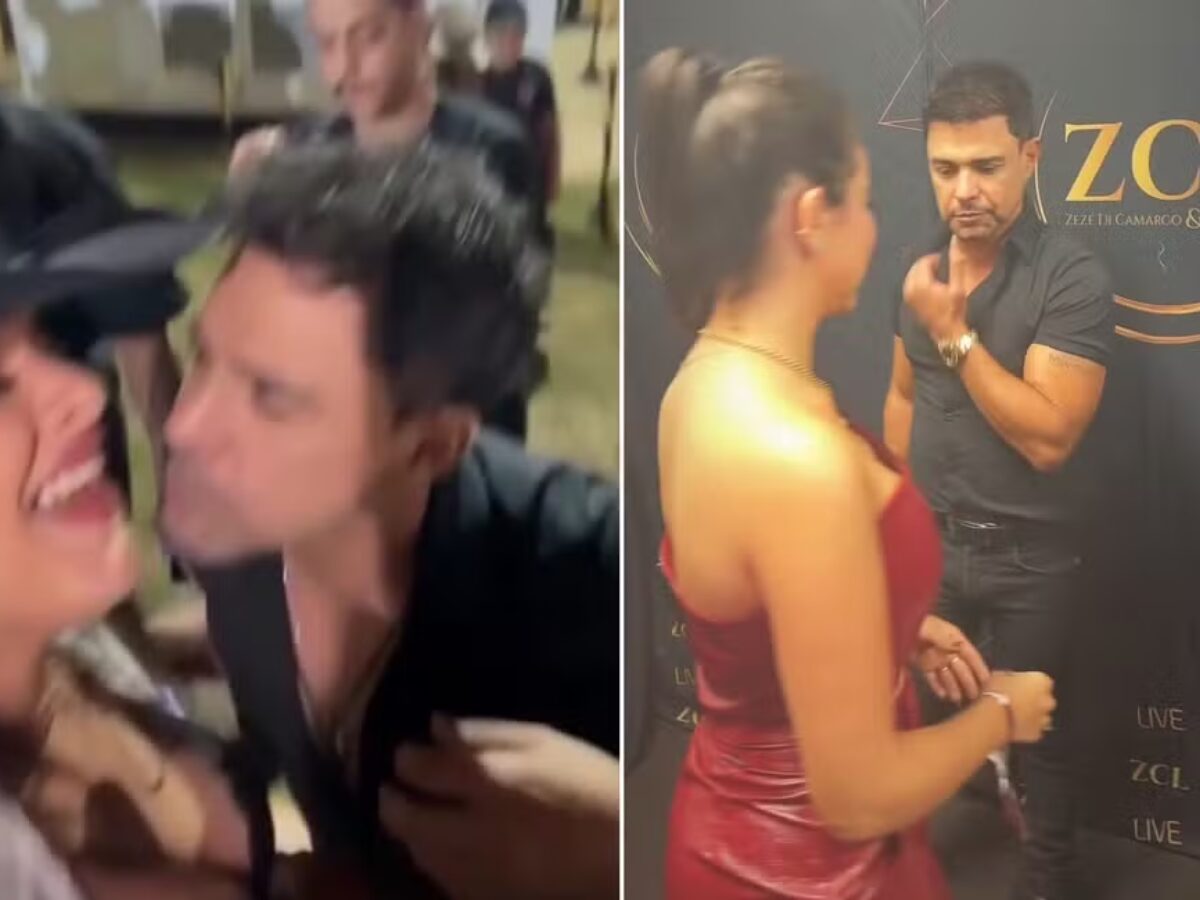 Em meio a polêmica, Zezé Di Camargo tenta beijar fã e dá 'conferida' em outra em camarim