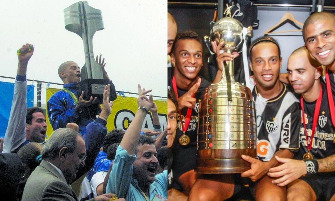 Em 2003, Alex foi o maestro do Cruzeiro, e em 2013, Ronaldinho Gaúcho comandou o Atlético