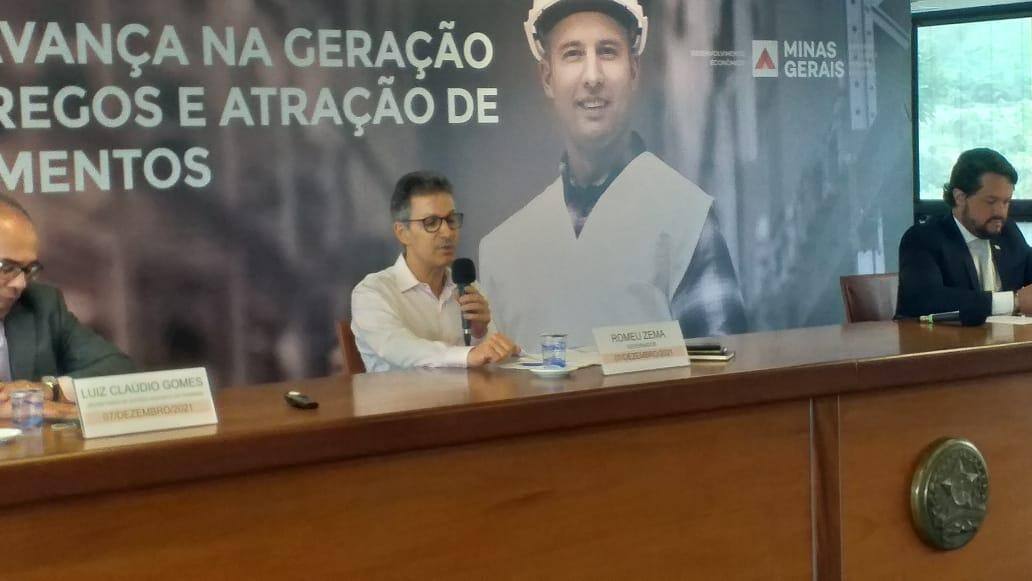 Romeu Zema, durante coletiva