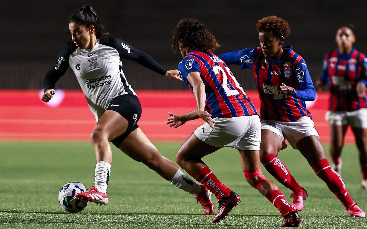 Duda Sampaio fez o segundo gol do Corinthians diante do Bahia. (Foto: Rebeca Reis/ Staff Images Woman/ CBF)