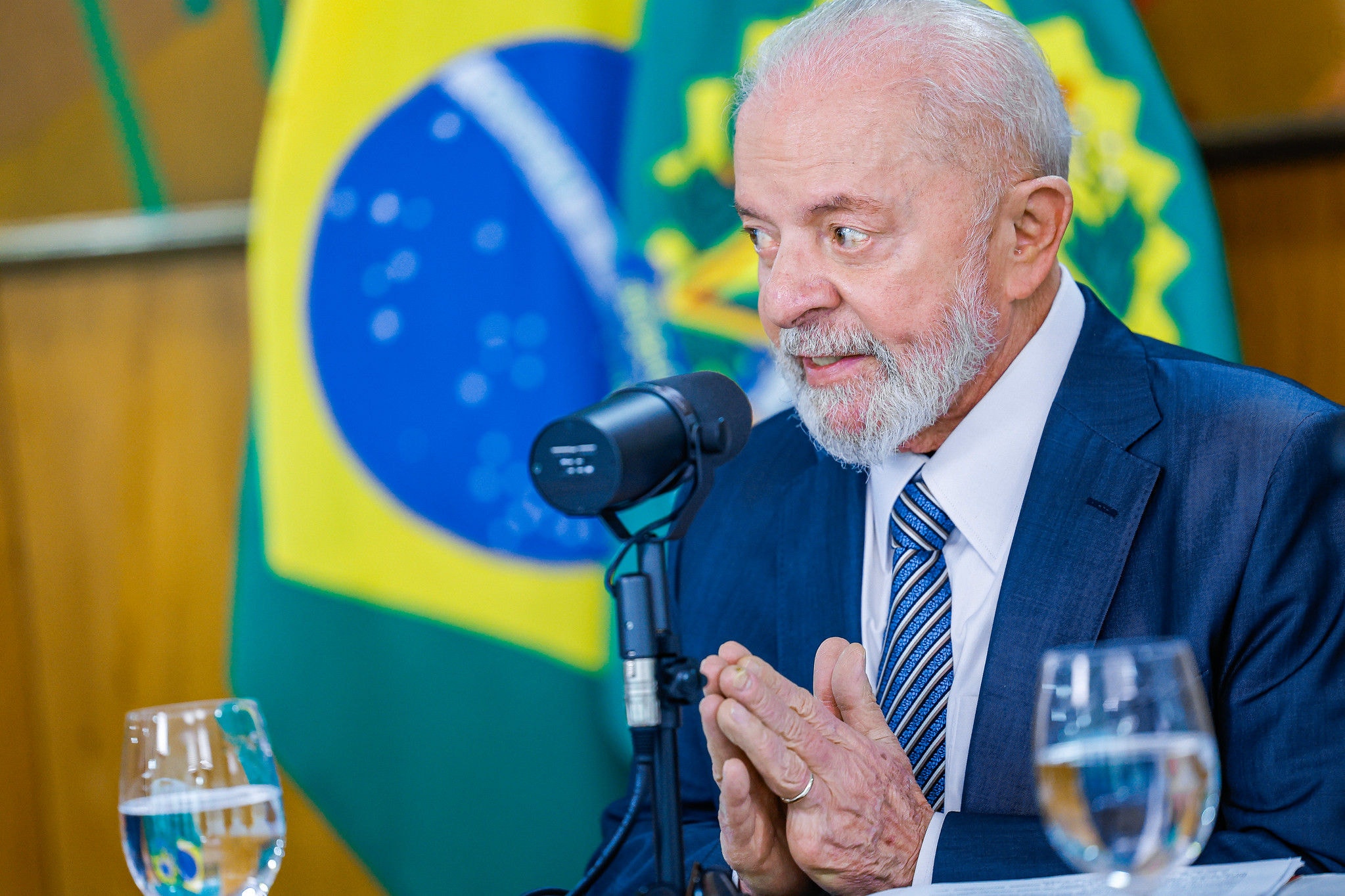 Na imagem, o presidente da República, Luiz Inácio Lula da Silva (PT), durante entrevista