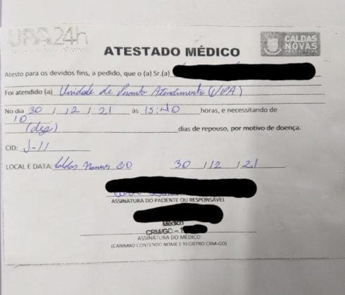 Imagem ilustrativa de atestado médico