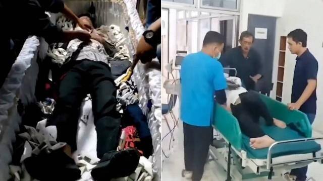 Homem, com a ajuda da esposa, se finge de morto para correr de cobradores na Indonésia