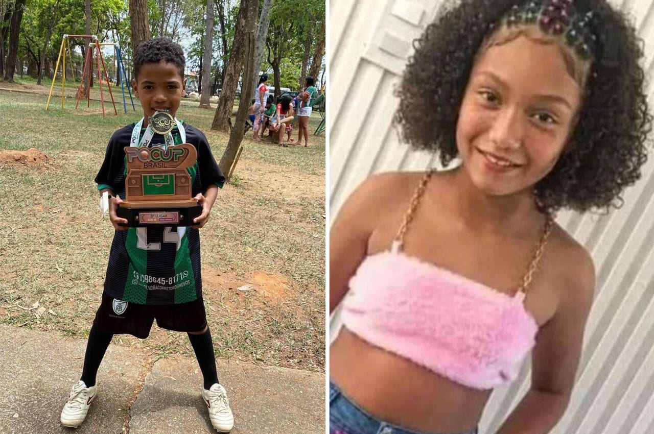 Heitor Felipe, de 9 anos, e Layza Manuelly, de 11, morreram em tiroteio em Ribeirão das Neves 