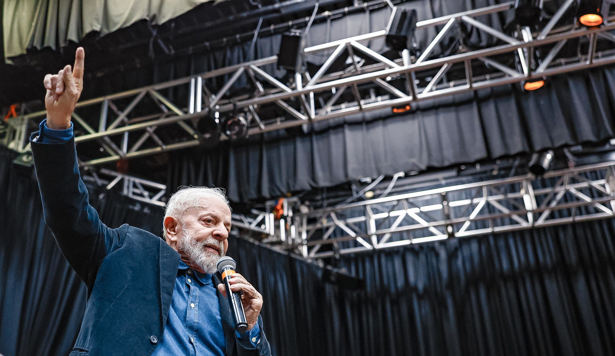 O presidente Luiz Inácio Lula da Silva (PT) durante anúncio de medidas relacionadas ao Rio Grande do Sul, em São Leopoldo.