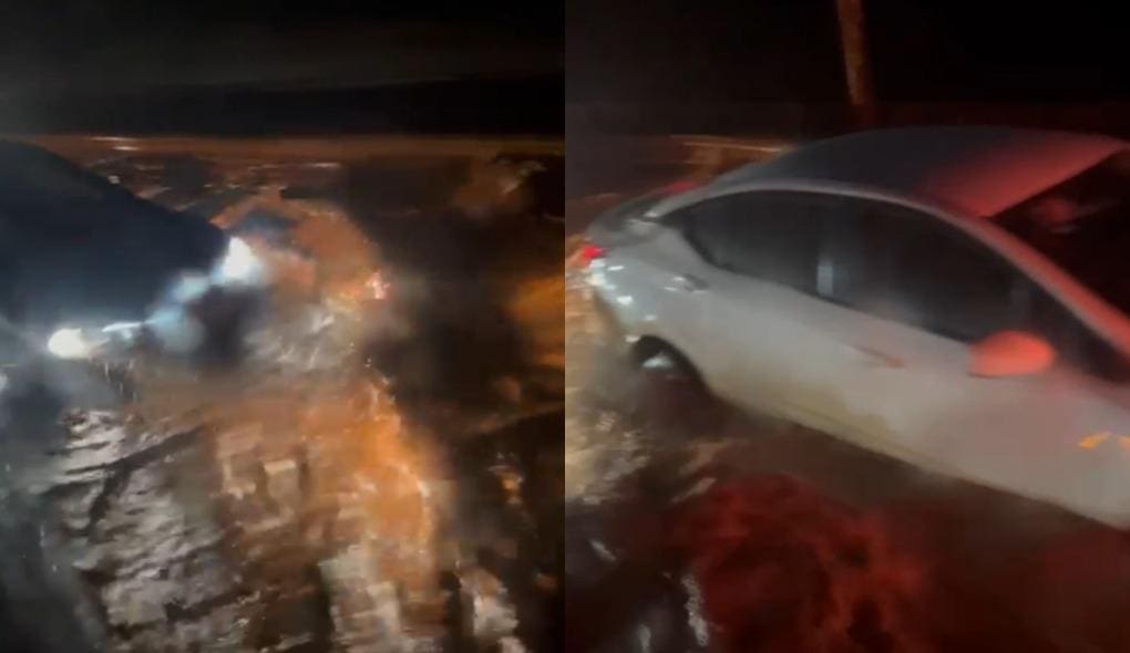 BR-040 fica alagada em Nova Lima durante temporal