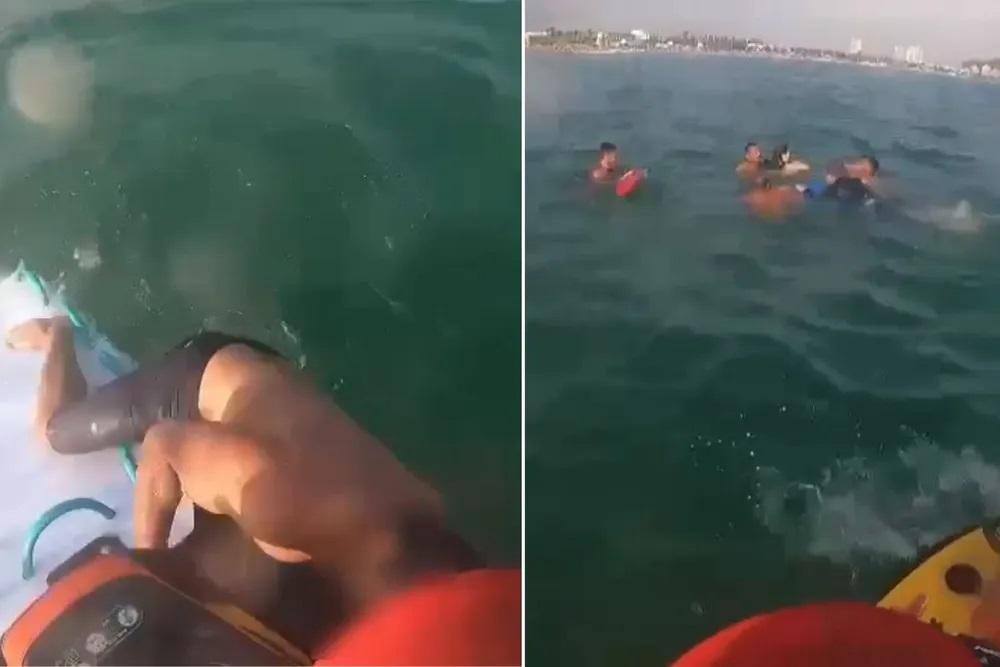 Turistas foram resgatados do mar em Guarujá (SP)