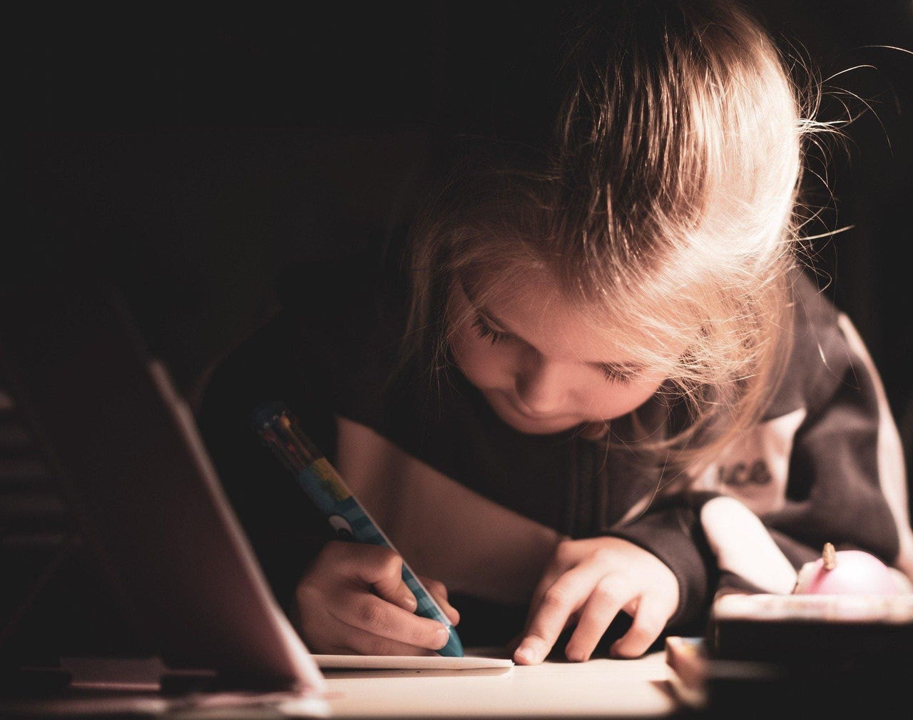 menina estudando estudo em casa