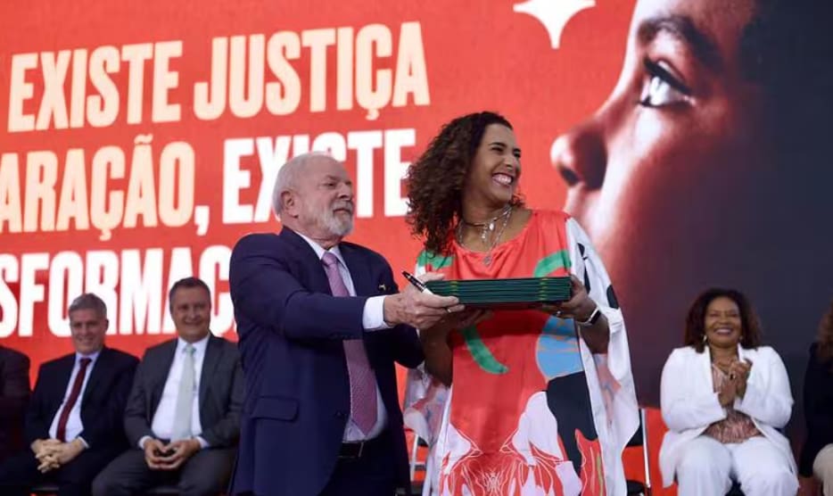 O presidente da República, Luiz Inácio Lula da Silva (PT), e a ministra da Igualdade Racial, Anielle Franco